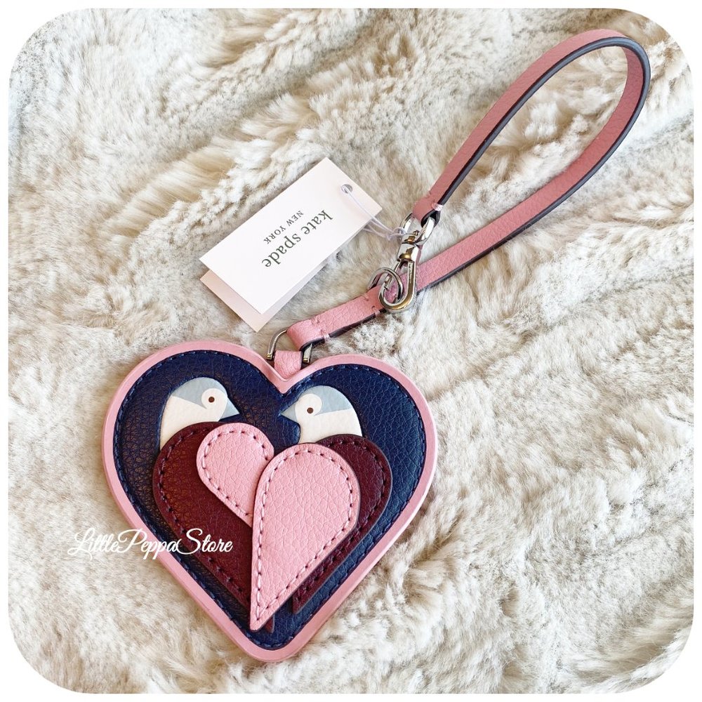 KATE SPADE LOVE BIRD HEART LEATHER CHARM KEY FOB